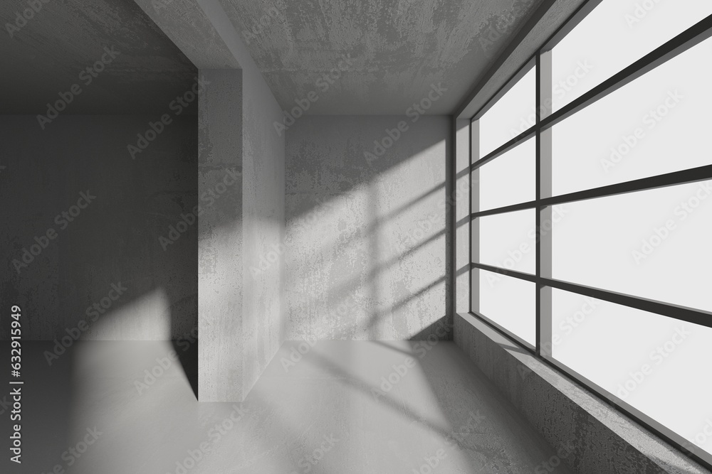 Fototapeta premium Abstract empty modern interior. Concrete walls