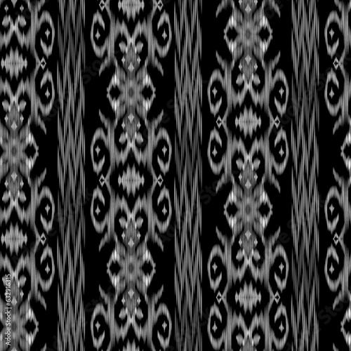 Ikat Ogee - Seamless Background Pattern In the style of the Tapestry. Abstract background for textile design, wallpaper, surface textures. ATLAS ADRAS ABAYAS