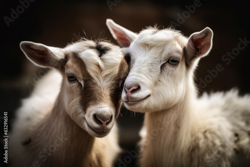 Goats white closeup. Generate Ai