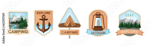 Camping and Outdoor Exploration Badge Vector Set