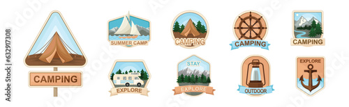 Camping and Outdoor Exploration Badge Vector Set