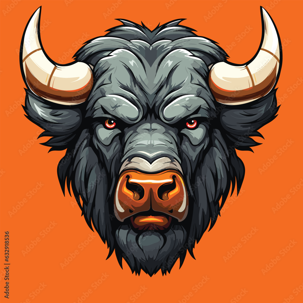 Fototapeta premium mascot logo of buffalo simple vector
