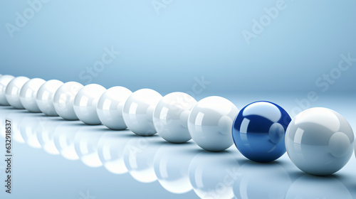 Blue Sphere in a Row of white Spheres