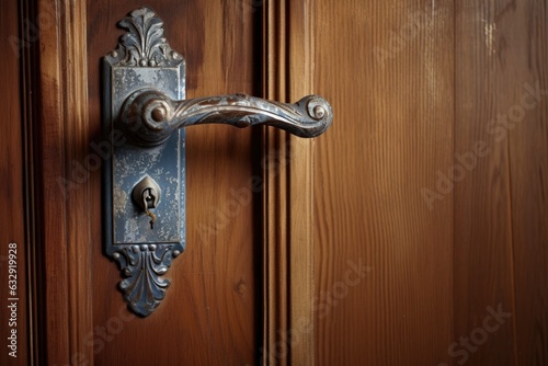 newly replaced door handle on a wooden door