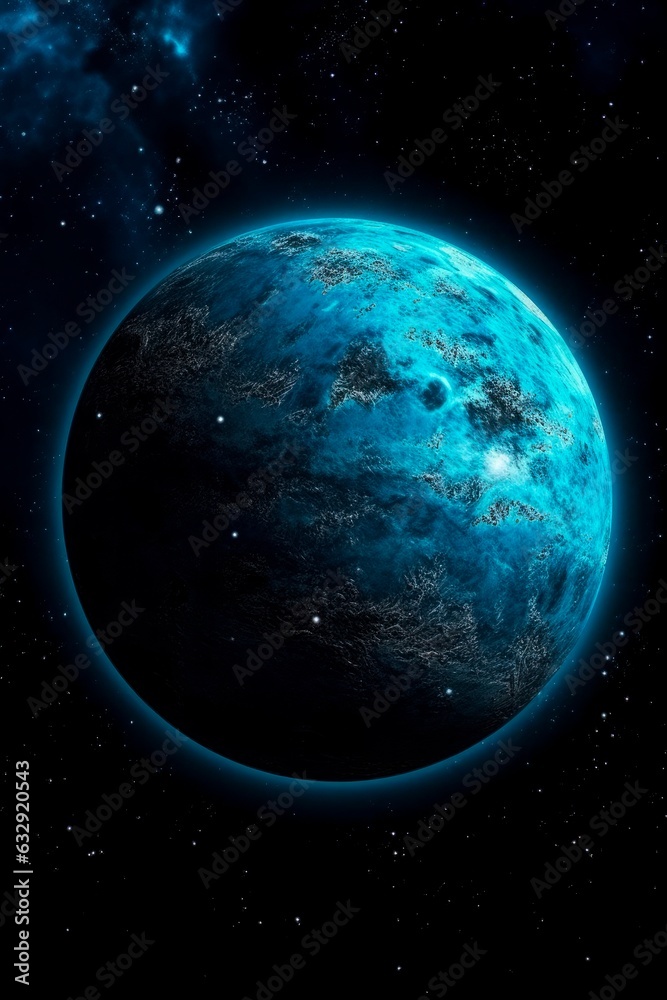 Neptune planet in the background of the universe, photorealistic. Generative AI.