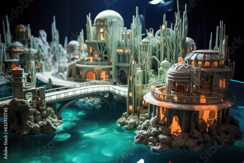 futuristic underwater 3d printed city model