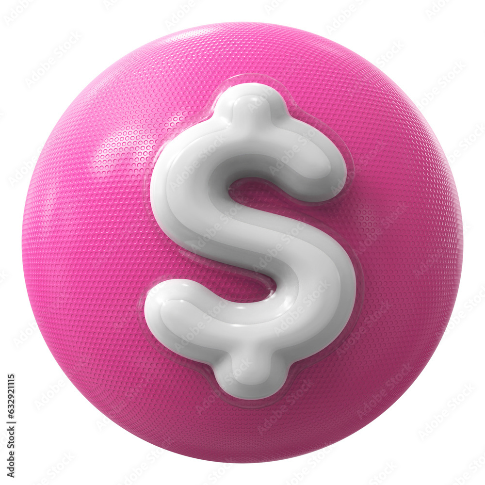 Icon Dollar Symbol Pink 3d Render Icon Dollar Symbol Pink 3d Render
