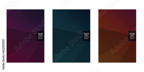 Cover design template set with abstract lines modern color gradient style pattern on background for decoration presentation, brochure, catalog, poster, book, magazine. Vector Illustration