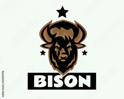 head bison logo design template illustration inspiration