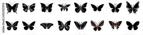 Butterflies icon vector set. Insect illustration sign collection. Butterfly symbol or logo.