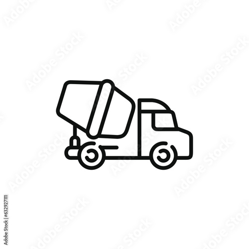 Concrete mixer line icon isolated on white background