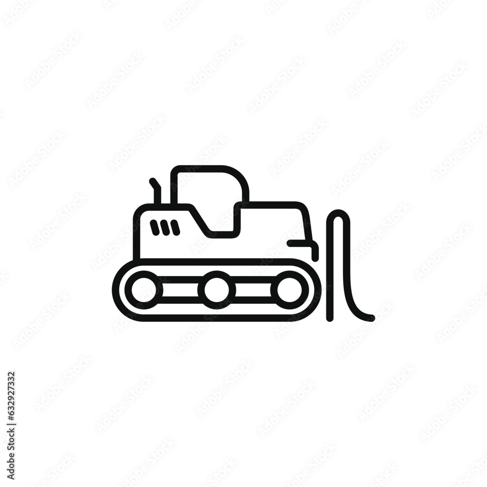 Bulldozer line icon isolated on white background