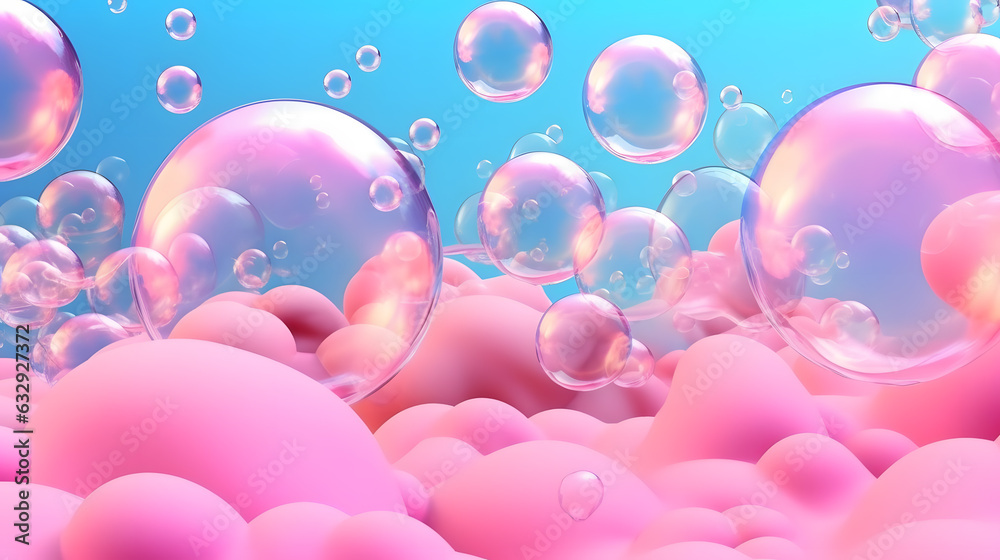 3d render of abstract background with pink and blue bubbles in water 3d render of abstract background with pink and blue bubbles in water