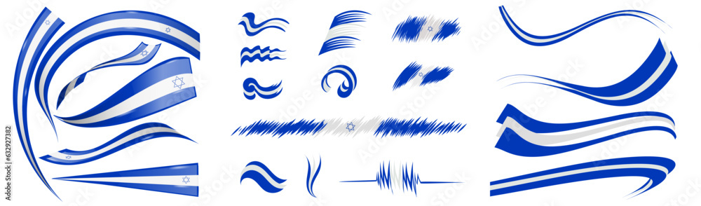 Israel flag set elements, vector illustration on a white background Israel flag set elements, vector illustration on a white background
