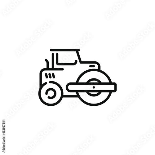 Steam roller line icon isolated on white background