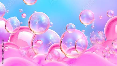 3d render of abstract background with pink and blue bubbles in water