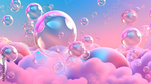 3d render of abstract background with pink and blue bubbles in water