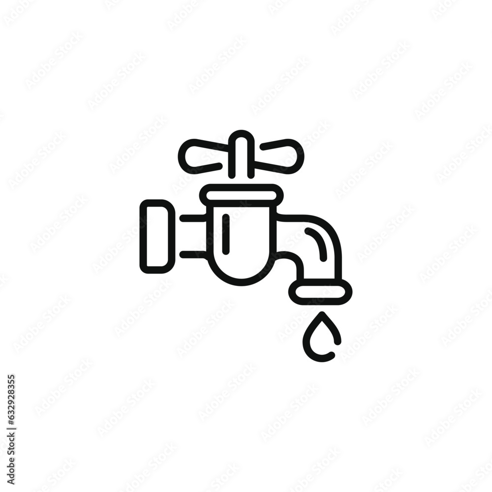 Faucet line icon isolated on white background Faucet line icon isolated on white background