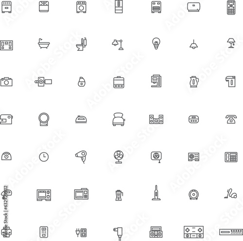 線画の電化製品イラストアイコンセット