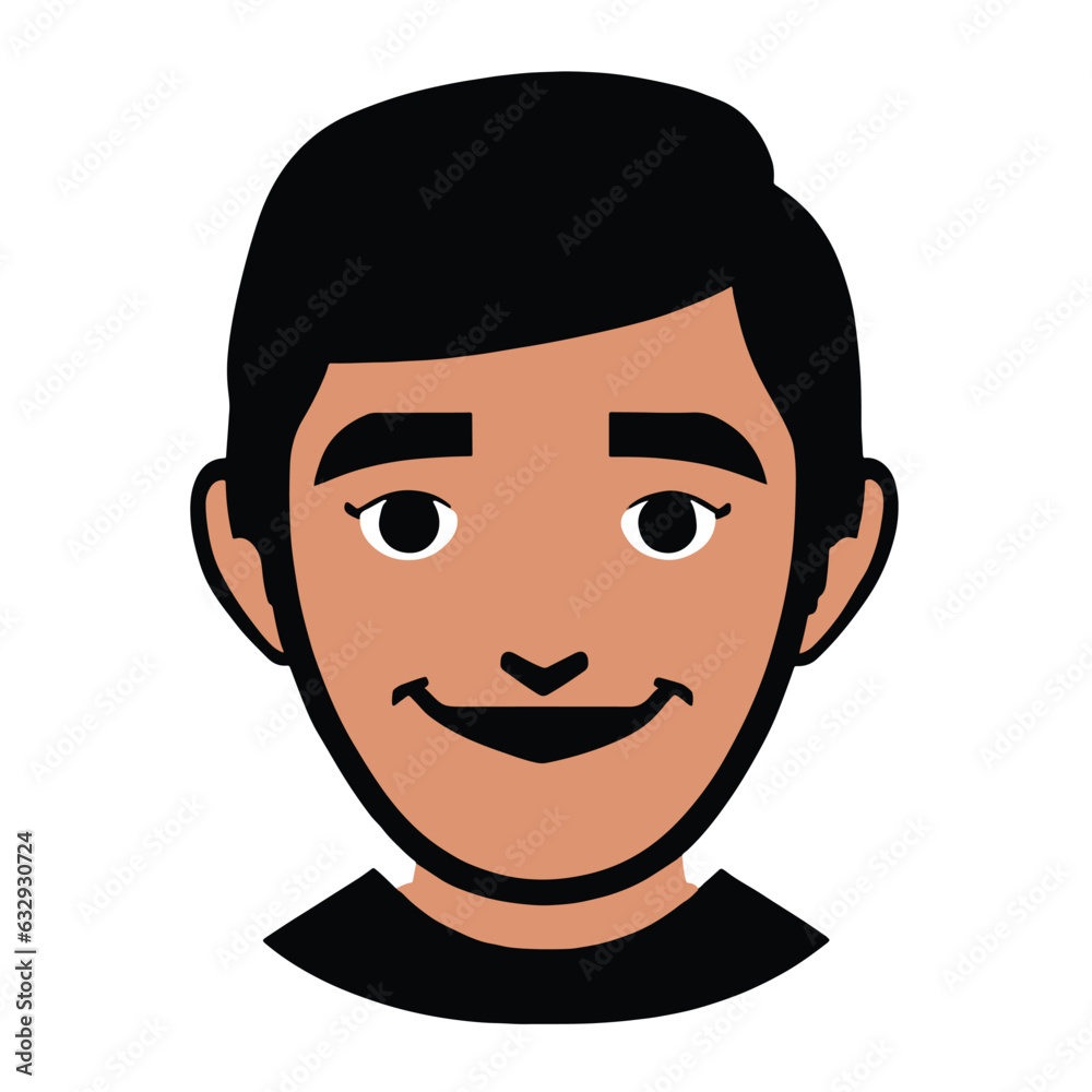 Illustration of indian man head on white background, Vector 