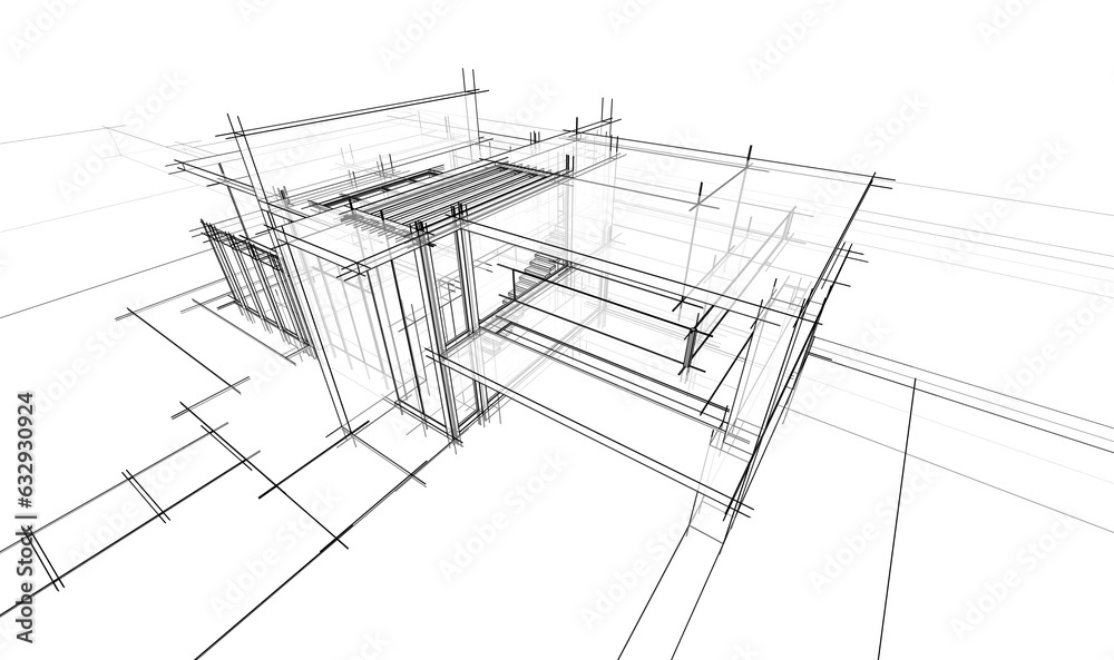 house building sketch architecture 3d illustration house building sketch architecture 3d illustration