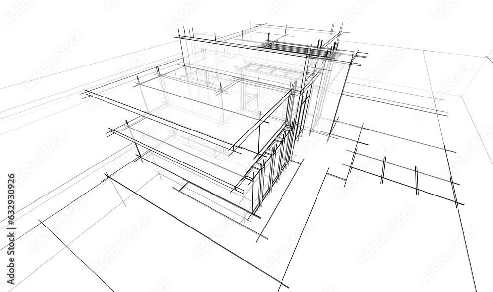 house building sketch architecture 3d illustration house building sketch architecture 3d illustration