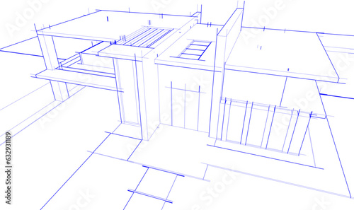 house building sketch architecture 3d illustration