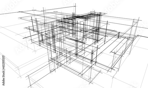 architectural sketch of a house