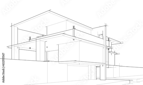 house building sketch architecture 3d illustration
