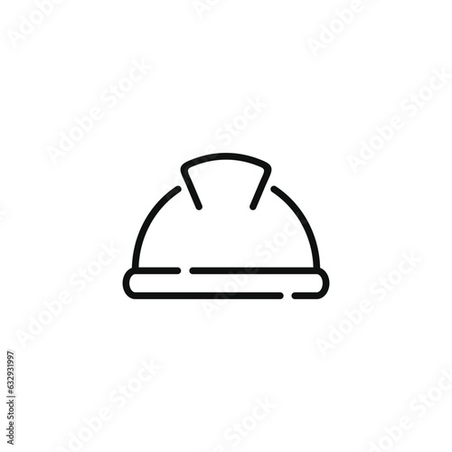 Construction helmet line icon isolated on white background