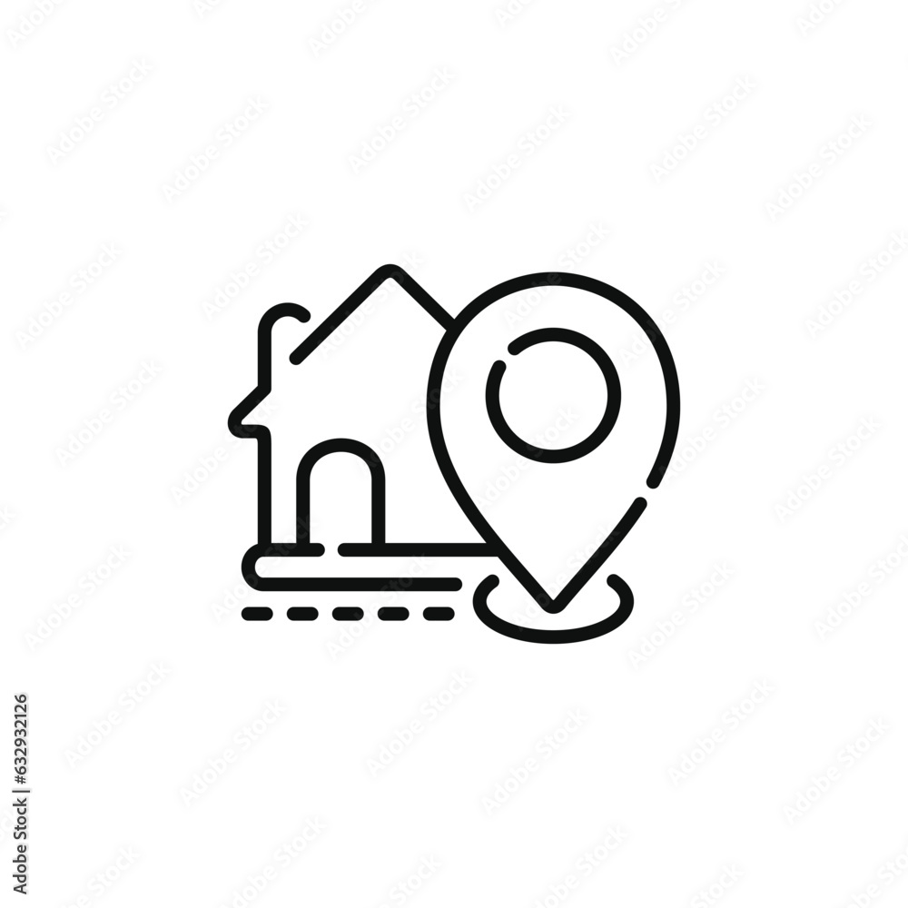 Home location line icon isolated on white background