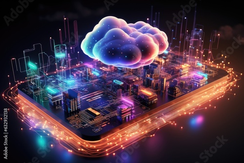 Fotomurale Cloud computing transfer big data on internet