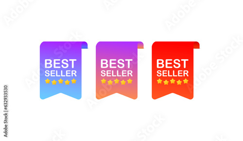 Best seller banner. Flat, color,best seller, best discount 5 stars. Vector illustration