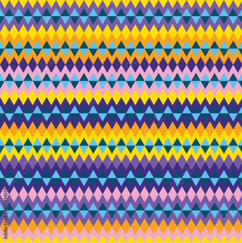 Multicoloured bohemian seamless pattern in bright colours