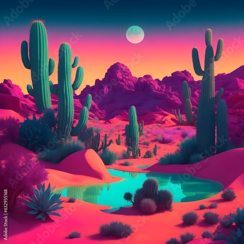 Ai generated image cactus in the desert oasis 