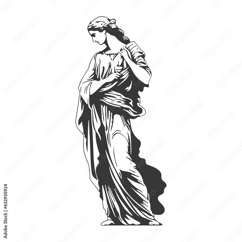 White female sculpture isolated on white background. Venus statue - Roman Goddess of Love. Vector illustration
 - obrazy, fototapety, plakaty 