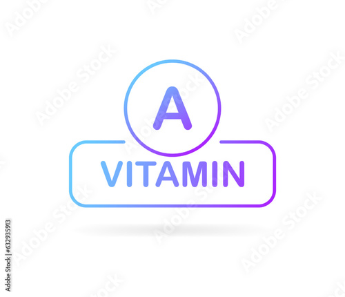 Vitamin A. Flat, color, vitamin B plate, vitamins for health. Vector illustration