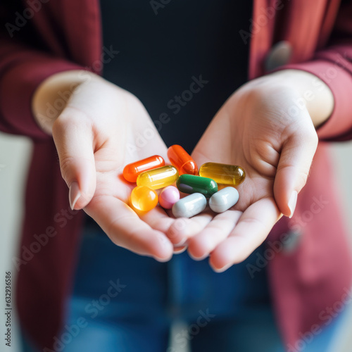 Hand full of tablets photo