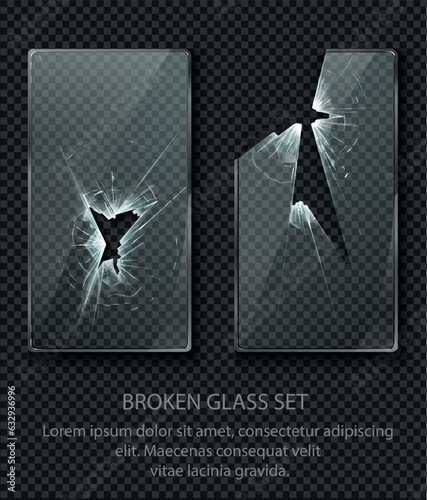 Glass framework, broken glass set