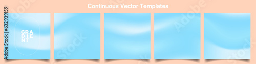 Soft Baby Blue Gradient Carousel Ad Template. Continuous Square Card Vector Template. EPS 10. Five gradient backdrops. Perfect for designs, feeds, social media, web, banners. Vector Illustration.
