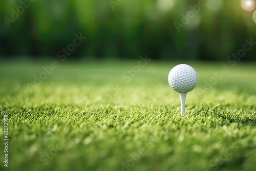 Golf ball on a green grass
