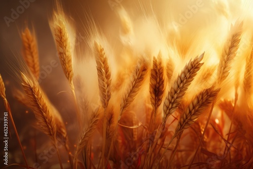 Wheat filed in fire  bread agriculture under attack of military or climate change. world hunger crisis