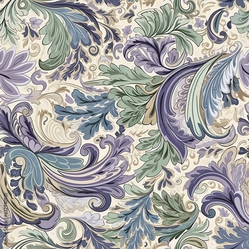 Paisley seamless pattern background, generative AI 