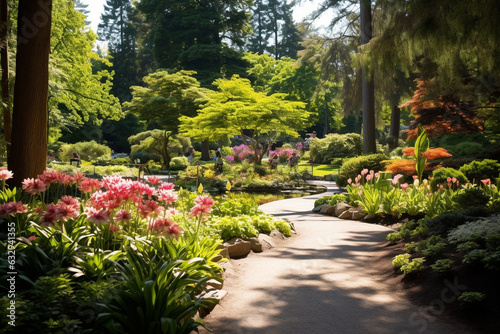 Visiting a botanical garden, surrounded by lush blooms, family weekend, love Generative AI