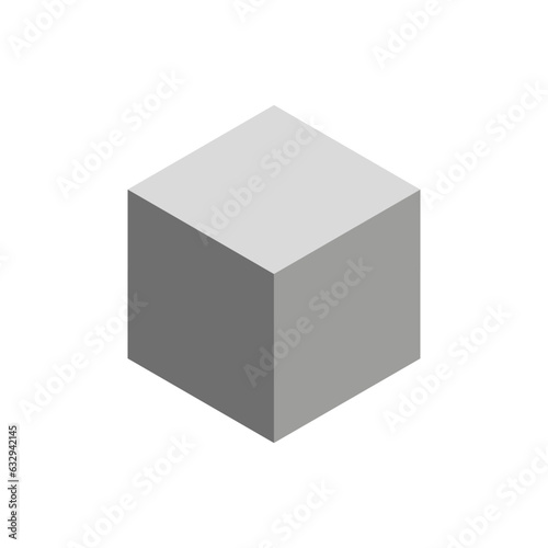 Volumetric gray cube on a white background. Vector illustration. EPS 10.