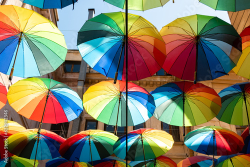 Paraguas de colores en Bucarest photo
