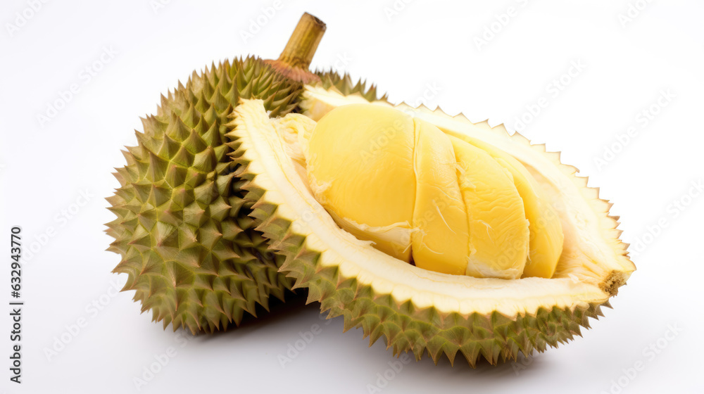 Obraz premium Durian isolated on a white background.