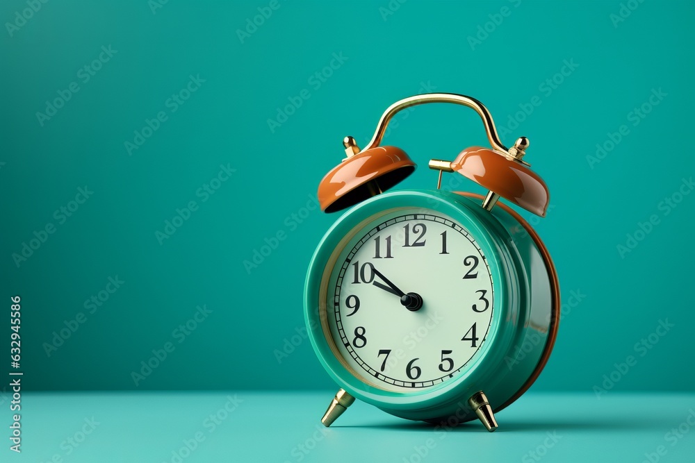 Alarm clock for early wake up. Teal background.