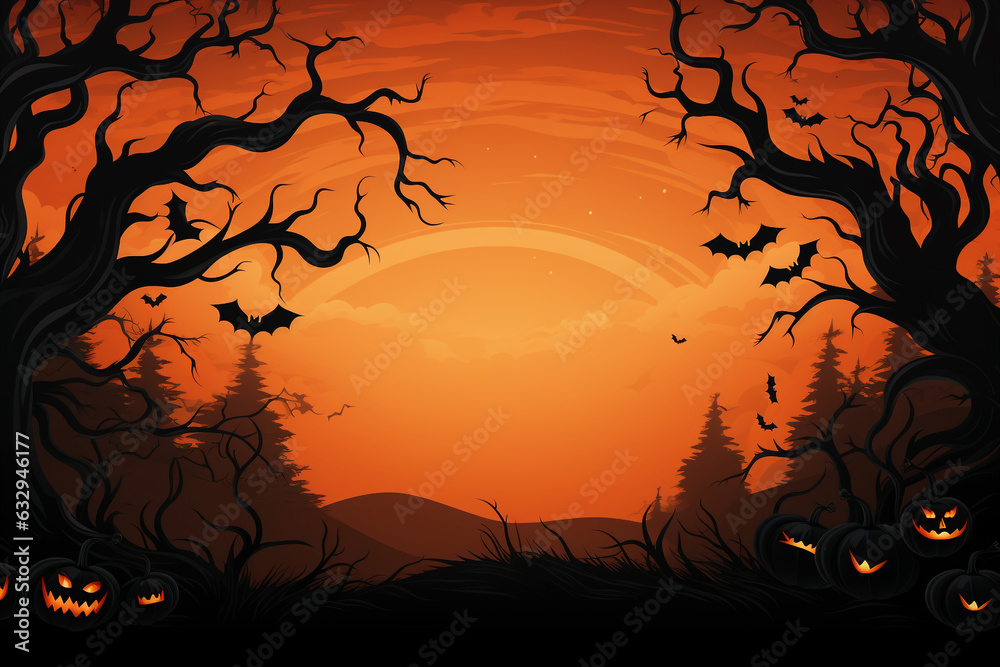 Happy Halloween Banner with copy space for text. generated ai.