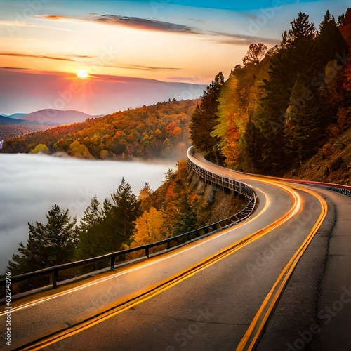 A Road on Skyline Drive, Shenandoah National Forest, Virginia .